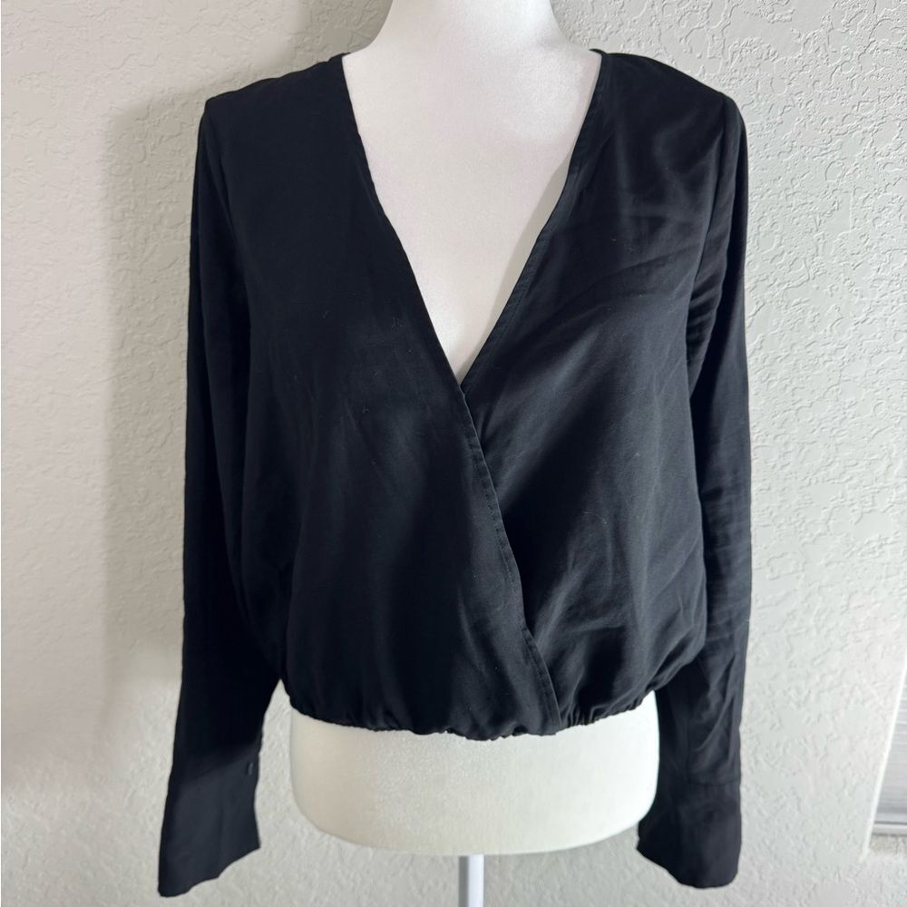Good American Black Wrap Blouse